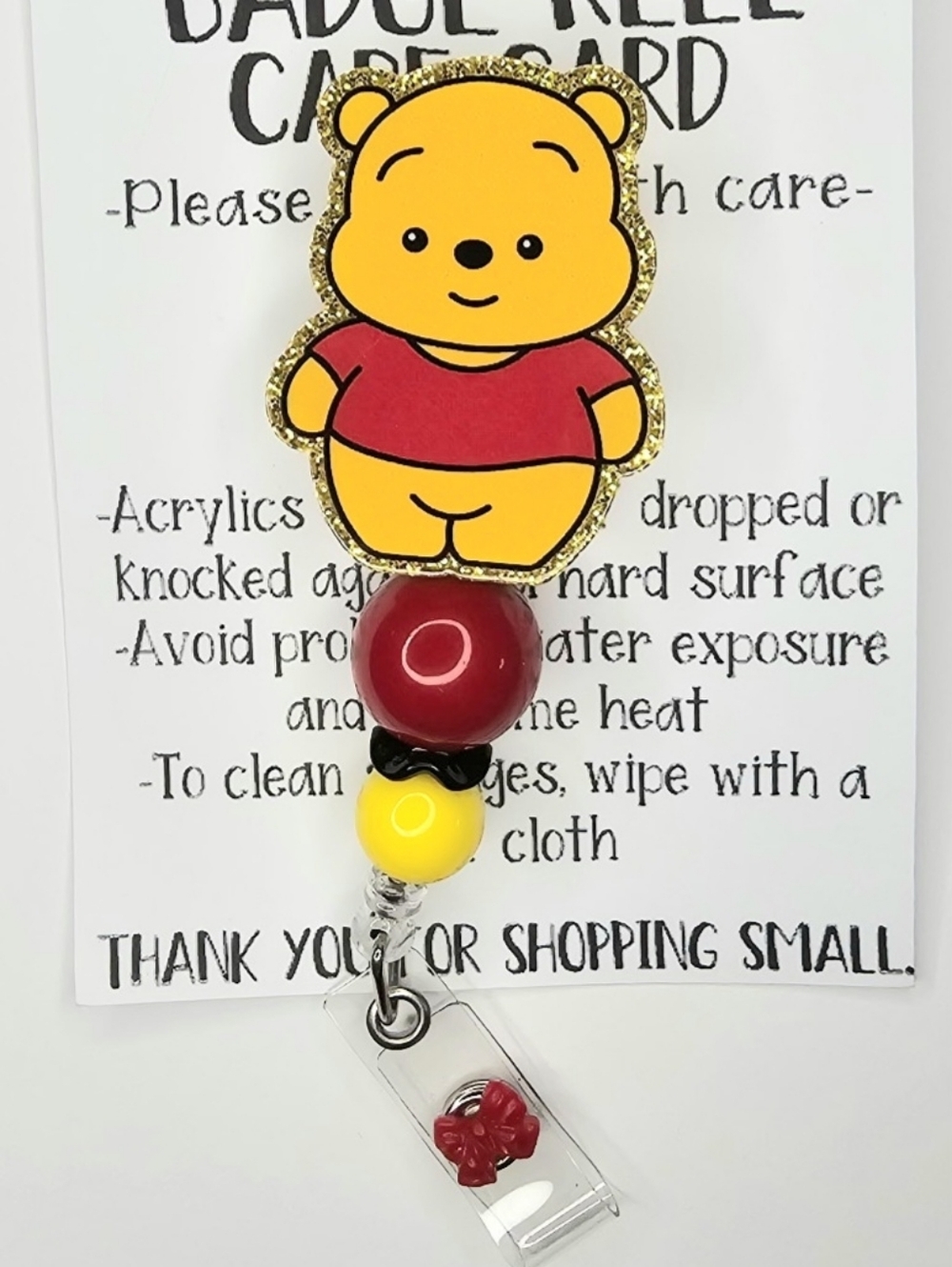 Hand Crafted Pooh Bear Badge Reel